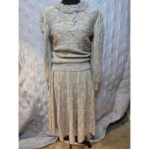 Carlos Arias Bonwit Teller Vintage 80s Space Dye Knit Sweater Skirt Set Small‎